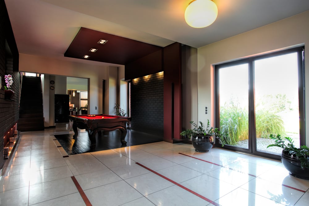 Billard table in a corridor of modern house