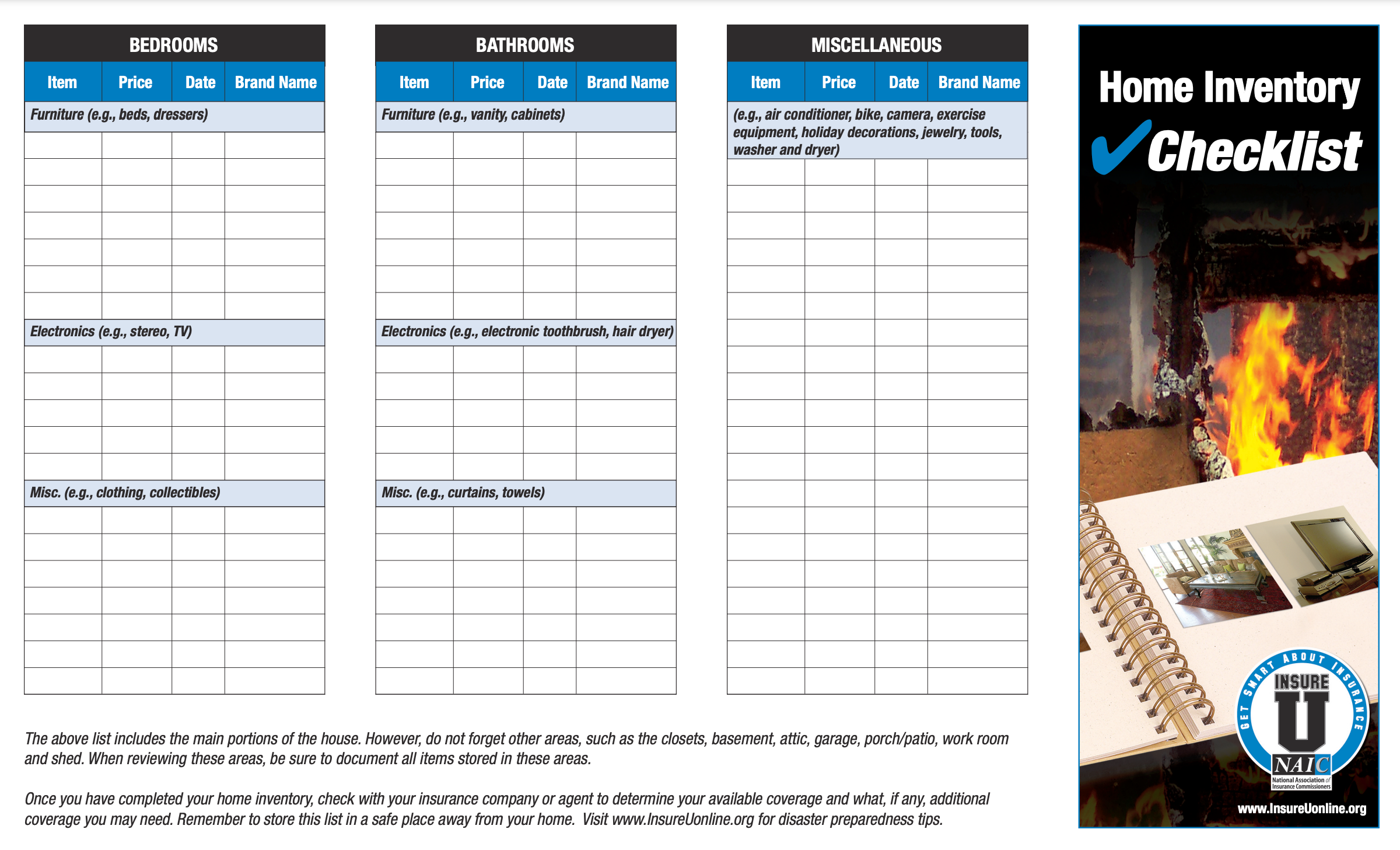 home inventory checklist